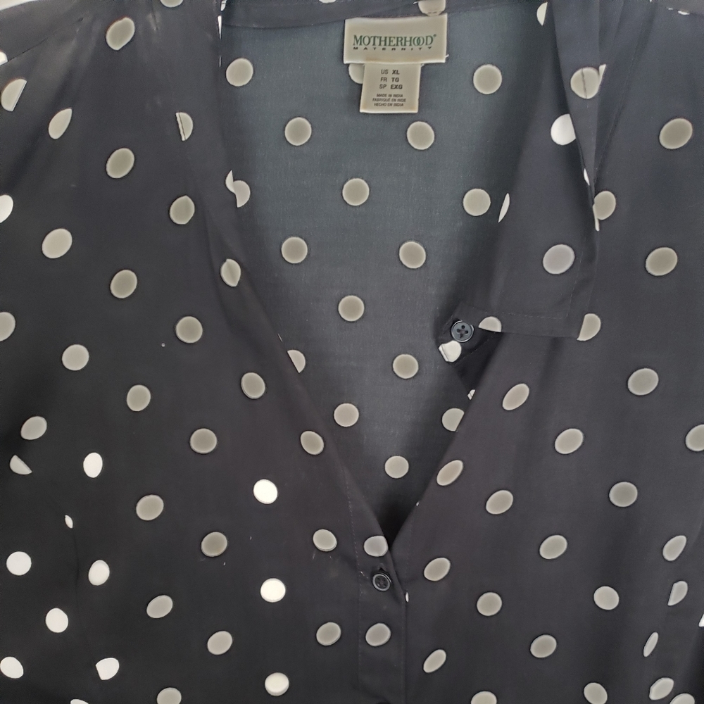 Maternity dress black with beige and white dots